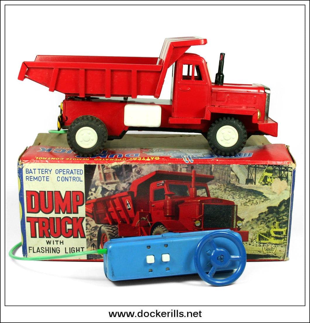 Dump Truck (Euclid). Vintage 1960's Tin Plate Battery Operated Toy