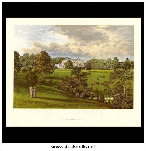Ascombe Park, Near Leek, Staffordshire, England. Antique Print, Chromoxylograph 1880.