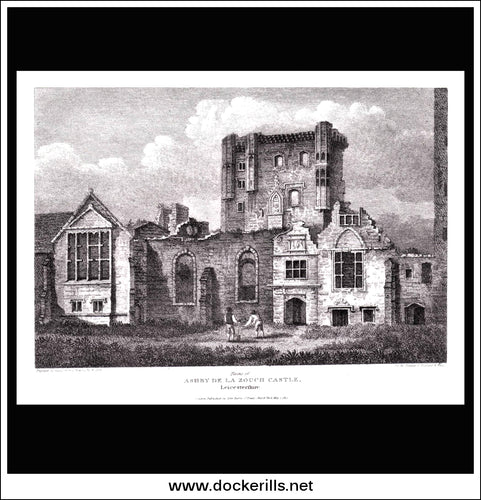 Ashby De La Zouch Castle, Leicestershire, England. Antique Print, Copper Plate Engraving 1813.