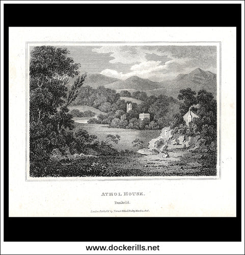 Athol House, Perthshire, Scotland. Antique Print, Copper Plate Engraving 1806.