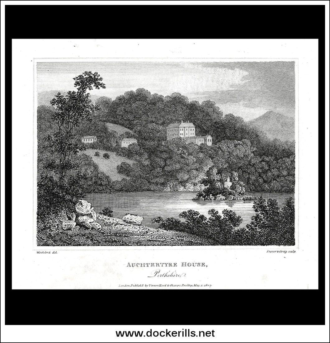 Auchtertyre House, Perthshire, Scotland. Antique Print, Copper Plate Engraving 1807.