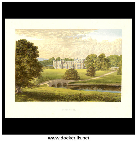 Audley End, Near Saffron Walden, Essex, England. Antique Print, Chromoxylograph 1880.