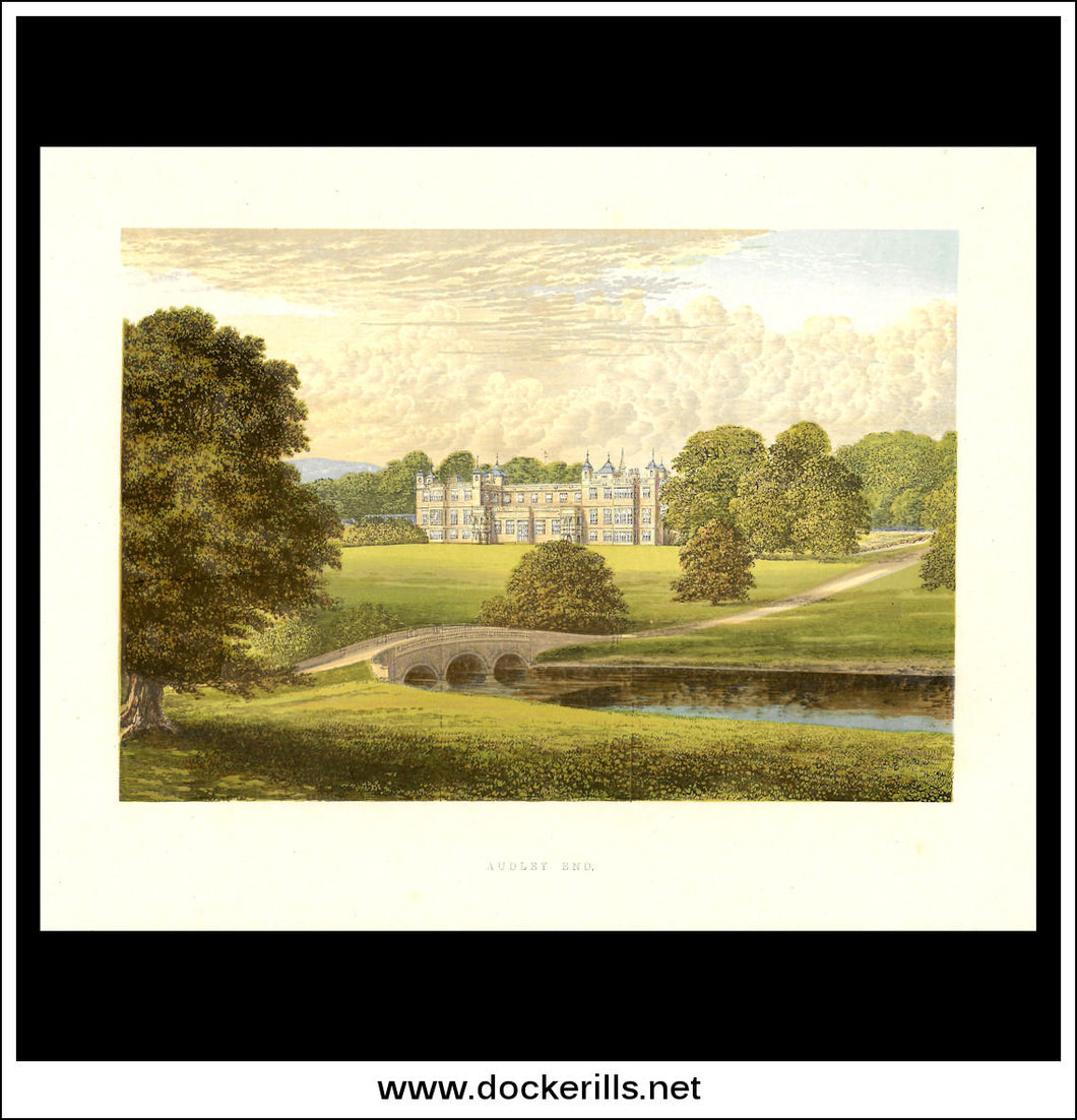 Audley End, Near Saffron Walden, Essex, England. Antique Print, Chromoxylograph 1880.