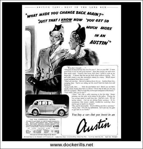 Austin '10' Ten Cambridge. Original Vintage Advert From 1938