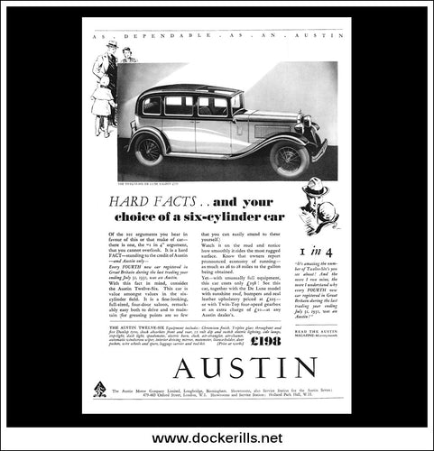 Original advert for the Austin Twelve-Six De Luxe Saloon 