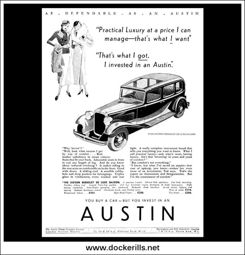 Austin Sixteen Berkeley De Luxe Saloon Original Vintage Advert 