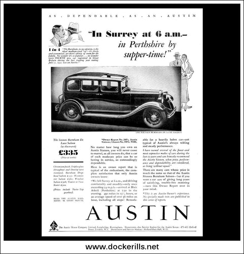 Austin Sixteen Burnham De Luxe Saloon Original Vintage Advert