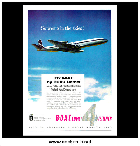 BOAC Comet 4 Jetliner. Original Vintage Advert From March 21st, 1959.