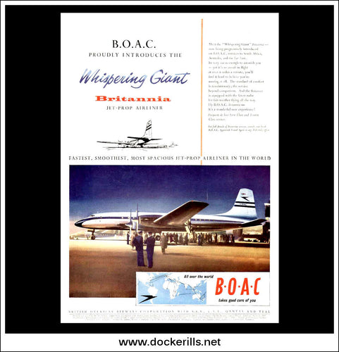 BOAC Britannia Jet-Prop Airliner. Original Vintage Advert From March 23rd, 1957.
