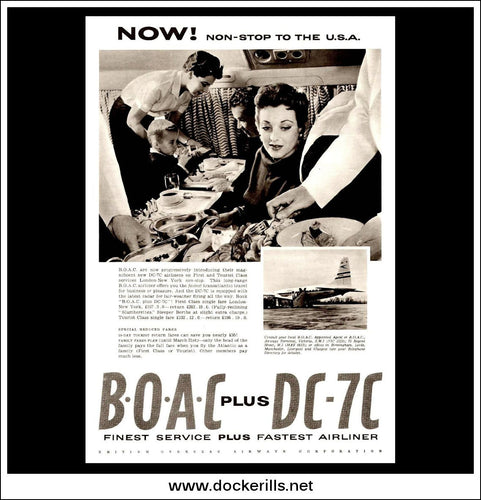 BOAC / DC-7C. Original Vintage Advert From January 12th, 1957.