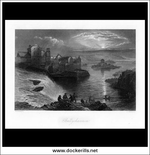 Ballyshannon, Co. Donegal, Ireland. Antique Print, Steel Engraving c. 1840.
