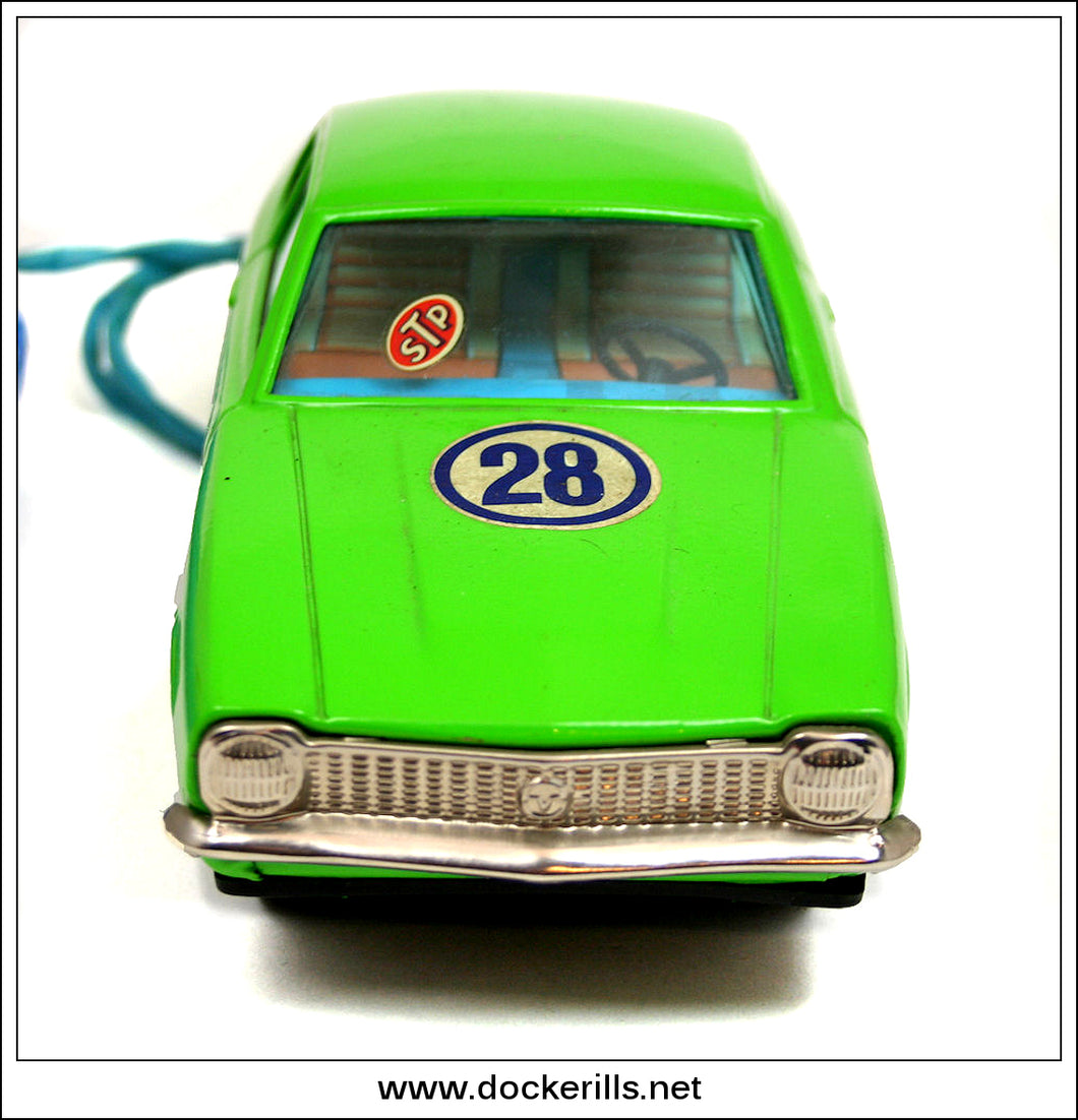 Ford Maverick. Vintage Tin Plate Battery Operated Toy, Bandai, Japan. Original Box.