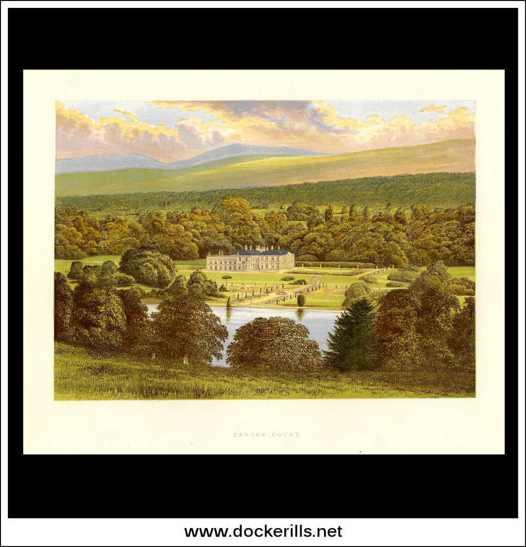 Barons Court, Co. Tyrone, Ireland. Antique Print, Chromoxylograph 1880.