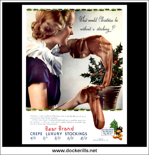 Bear Brand Crepe Luxury Stockings. Original Vintage Christmas Advert From November 20th, 1936.