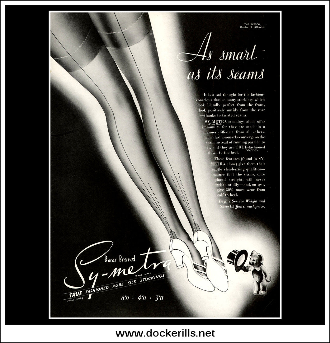 Bear Brand Sy-Meta Stockings. Original Vintage Advert From October 19th, 1938.