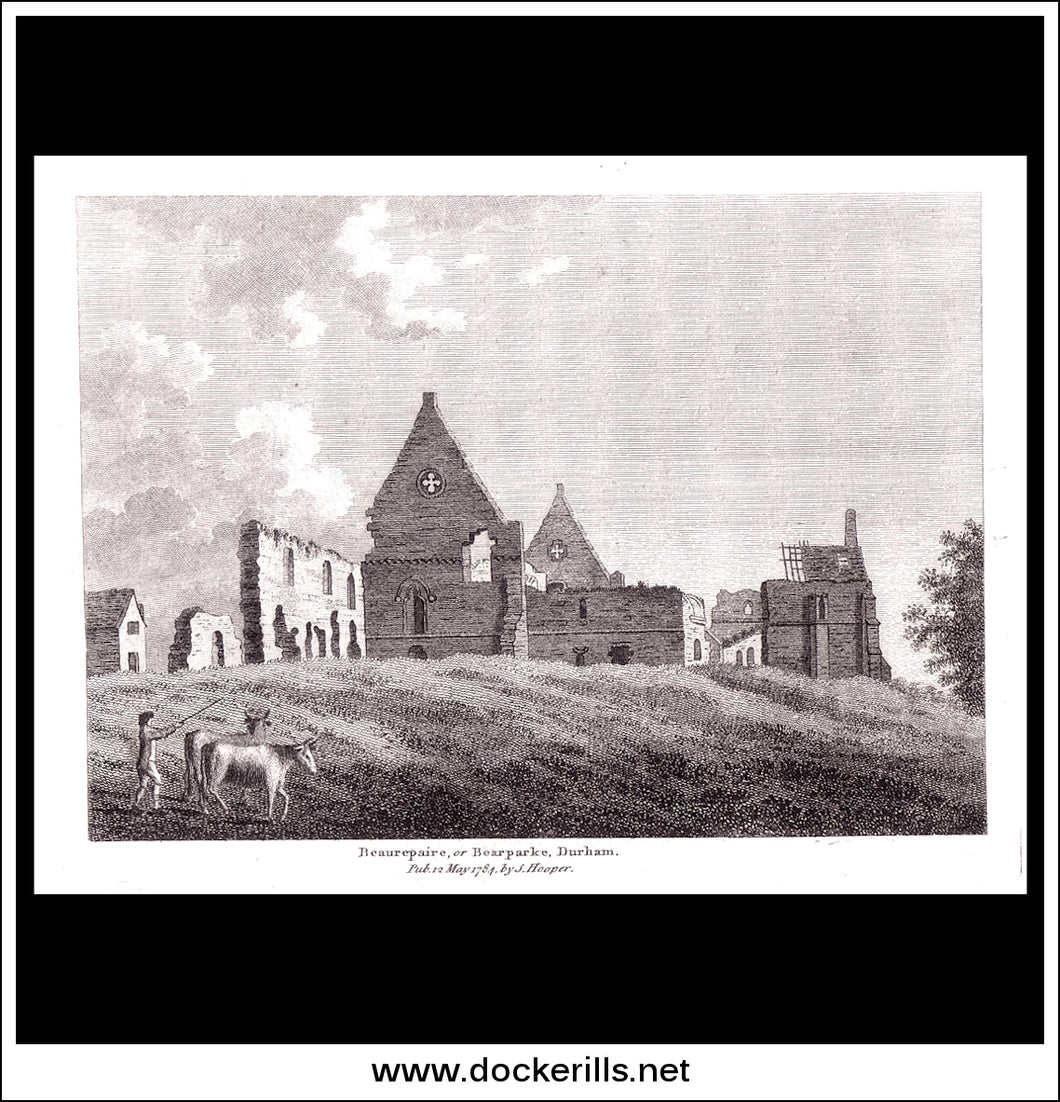 Bearparke, Durham, England. Antique Print, Copper Plate Engraving 1784.