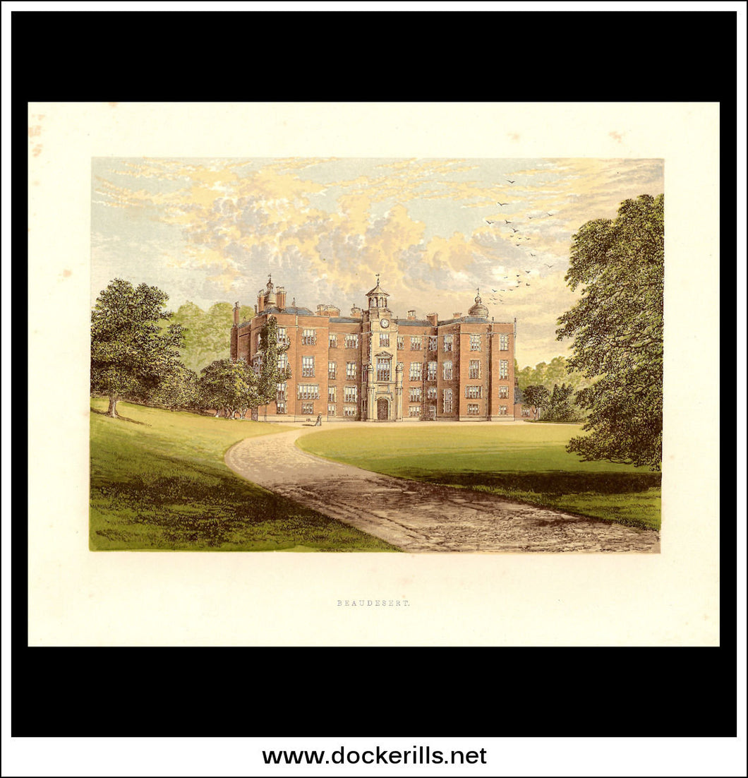 Beaudesert, Near Longdon, Staffordshire, England. Antique Print, Chromoxylograph 1880.