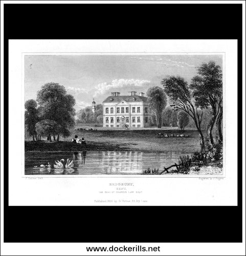 Bedgbury, Kent, England. Antique Print, Steel Engraving 1830.
