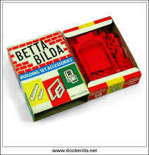 Betta Bilda, Accessory Set 10 (Castle Accessories, 52 Parts, Red). Airfix, Great Britain. 1960's Construction / Building Toy.