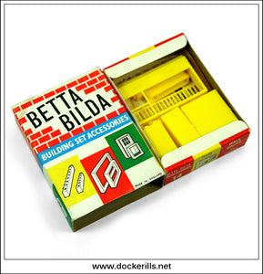 Betta Bilda, Accessory Set 14 (Wall Units, 11 Pieces, Yellow). Airfix, Great Britain. 1960's Construction / Building Toy.