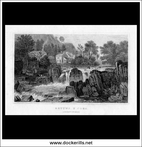 Antique Print Bettws Y Coed, Caernarvonshire, Wales Steel Engraving c. 1830.