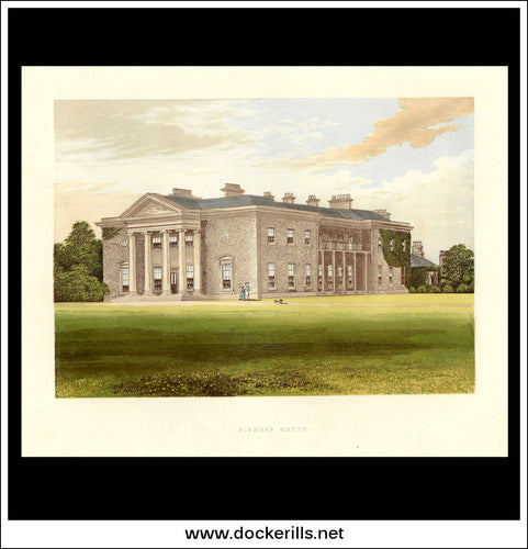 Bishops Court, Near Straffan, Co. Kildare, Ireland. Antique Print, Chromoxylograph 1880.