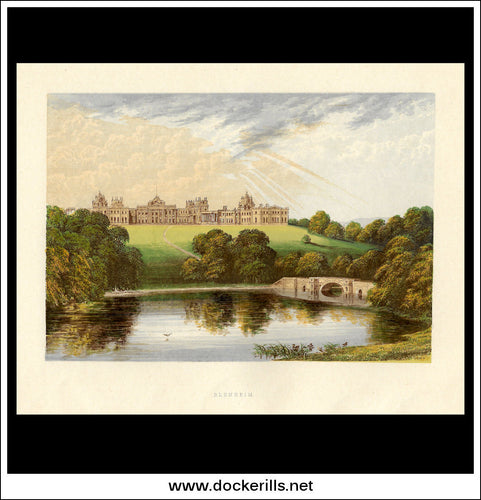 Blenheim, Near Woodstock, Oxfordshire, England. Antique Print, Chromoxylograph 1880.
