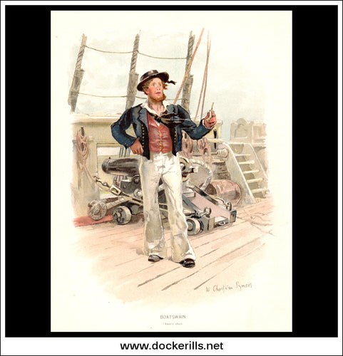 Boatswain (About 1829), Her Majesty's Navy. Antique Print c. 1890.