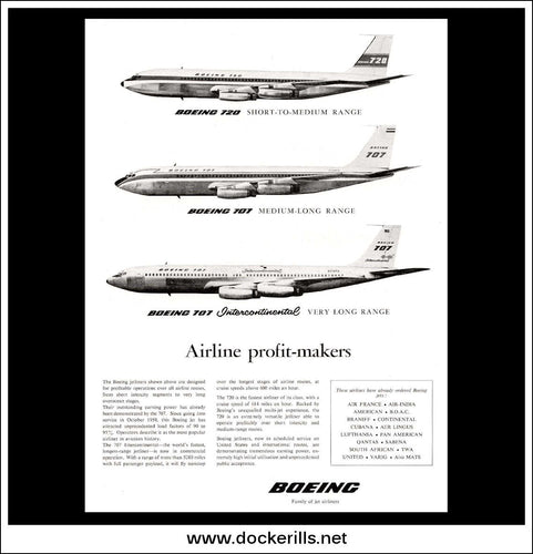 Boeing Family Of Jet Airliners. Original Vintage Advert From 1960.