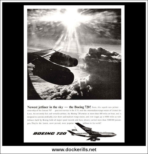 Boeing 720 Jet Airliners. Original Vintage Advert From 1960.