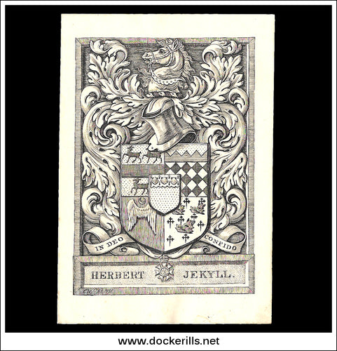 Engraved 19th Century Ex Libris / Book Plate - Herbert Jekyll.