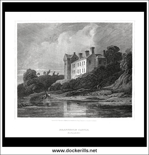 Branxholm Castle, Roxburghshire, Scotland. Antique Print, Copper Plate Engraving 1814