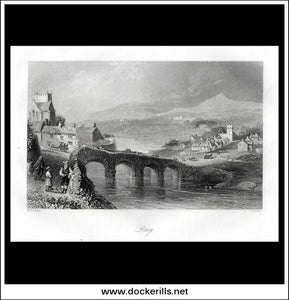 Bray, Co. Wicklow, Ireland. Antique Print, Steel Engraving c. 1840.