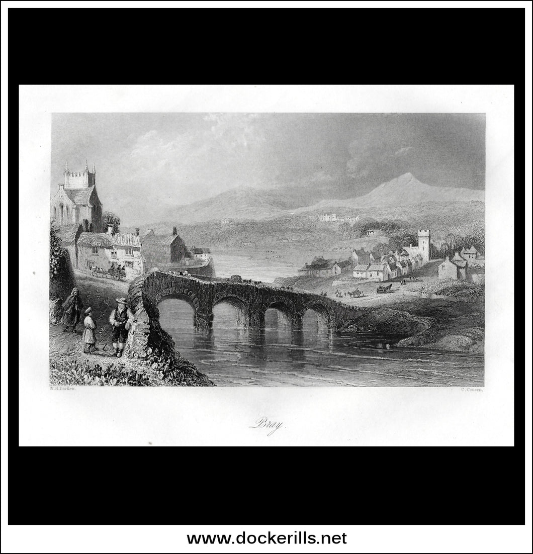 Bray, Co. Wicklow, Ireland. Antique Print, Steel Engraving c. 1840.