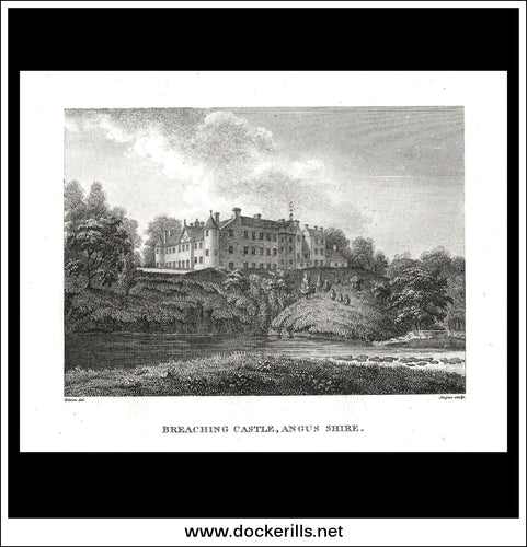 Breaching Castle, Angushire, Scotland. Antique Print, Copper Plate Engraving 1806.