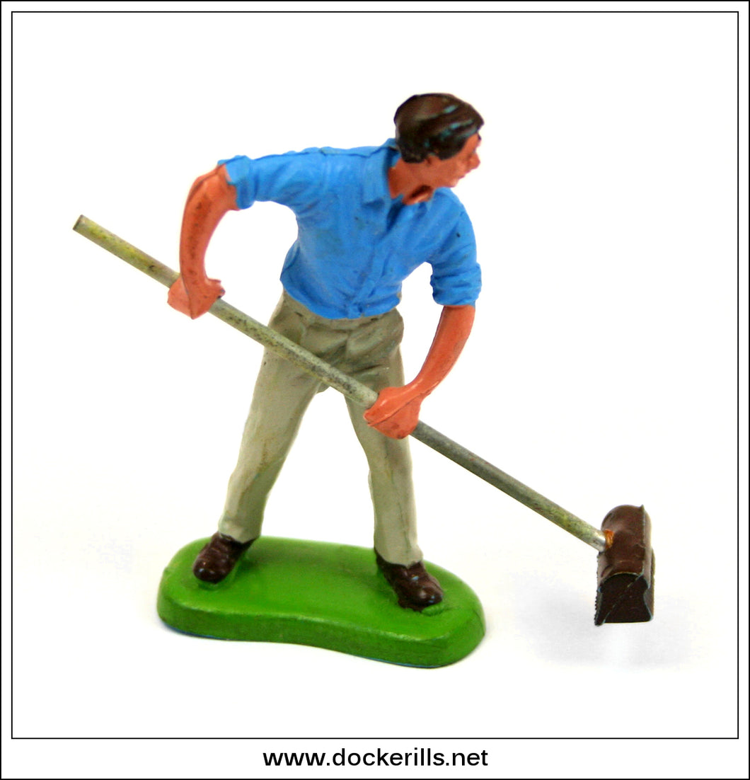 Vintage Britains Farm - Farm Labourer Sweeping Up. 1972.