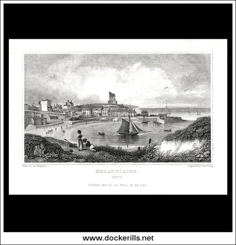 Broadstairs, Kent, England. Antique Print, Steel Engraving 1830.
