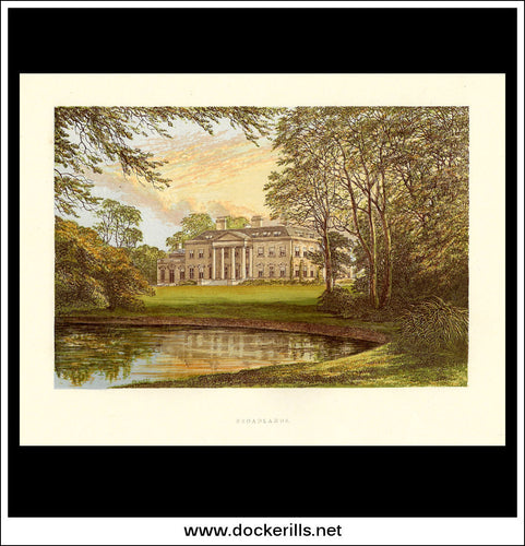 Broadlands, Near Romsey, Hampshire, England. Antique Print, Chromoxylograph 1880.