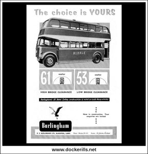 Burlingham Double-Decker Bus. Original Vintage Advert From June, 1955.