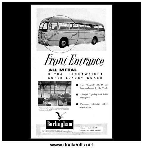 Burlingham Seagull Coach. Original Vintage Advert From April, 1955.