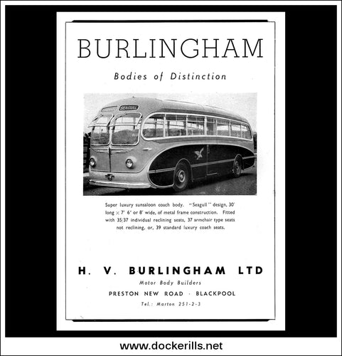 Burlingham Seagull Coach. Original Vintage Advert From December, 1950.