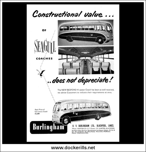 Burlingham Seagull Coach. Original Vintage Advert From February, 1956.