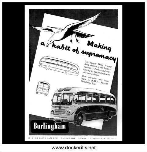 Burlingham Seagull Coach. Original Vintage Advert From June, 1952.