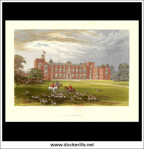 Burton Constable, Near Kingston Upon Hull, Yorkshire, England. Antique Print, Chromoxylograph 1880.