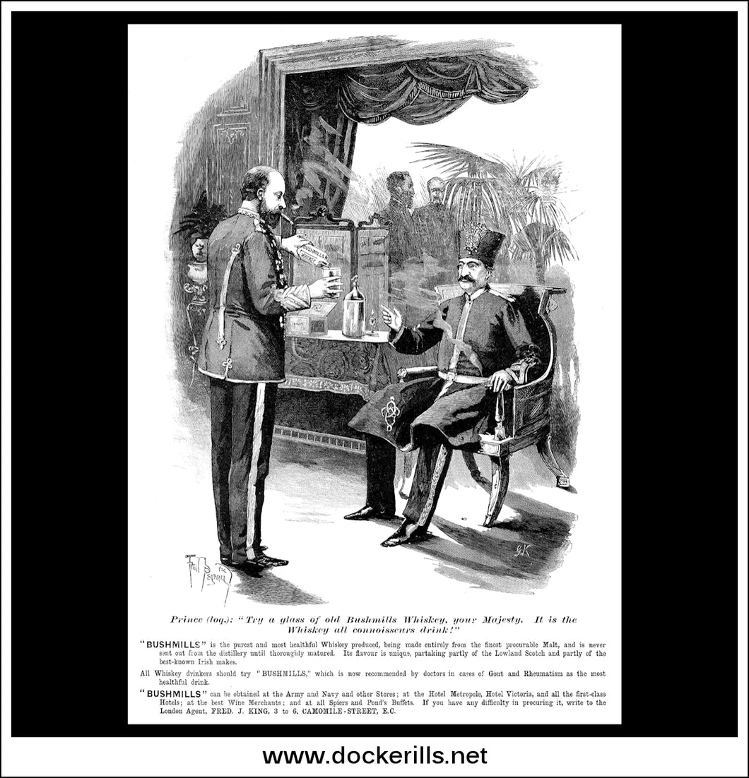 Bushmills Whiskey. Original Vintage Advert From August 17th, 1889.