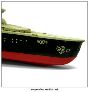 Atlantic Ocean Liner. Vintage Tin Plate Clockwork Toy, CKO / George Kellerman, West Germany 2.