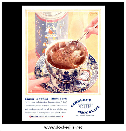 Cadbury's Cup Chocolate. Original Vintage Advert From December, 1930.