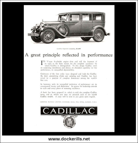 Cadillac Imperial Limousine. Original Vintage Advert From July 20th, 1927.