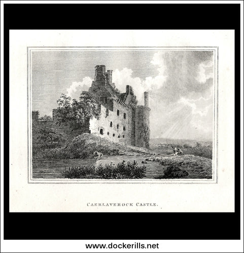 Caerlavelock Castle, Dumfrieshire, Scotland. Antique Print, Copper Plate Engraving 1806.