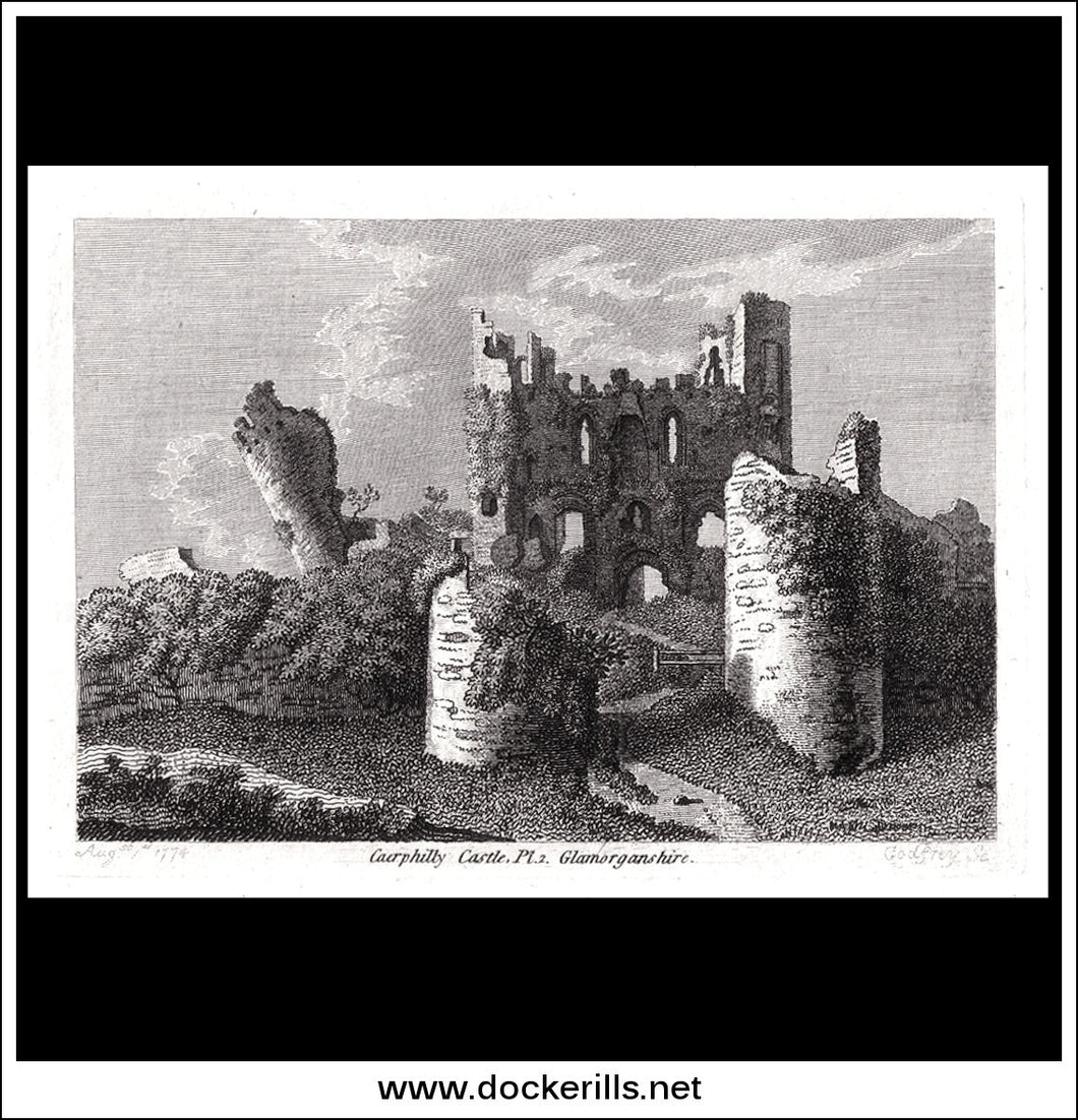 Caerphilly Castle Pl.2., Glamorganshire, Wales. Antique Print, Copper Plate Engraving 1774.